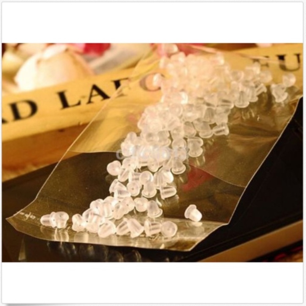 20Pcs Stoppers Silicone Rubber Clear Backs Holders For Earrings